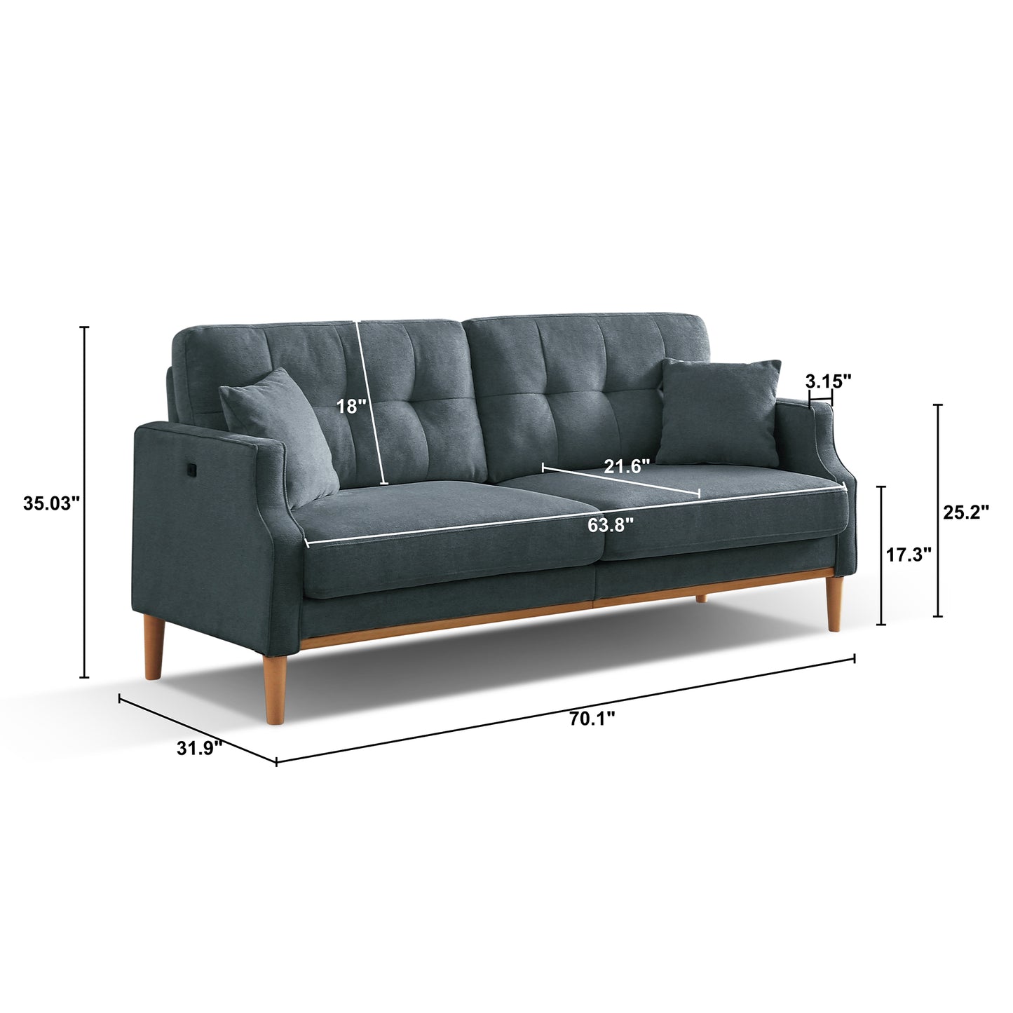 sofa 3 seater With Waterproof Fabric , USB Charge port