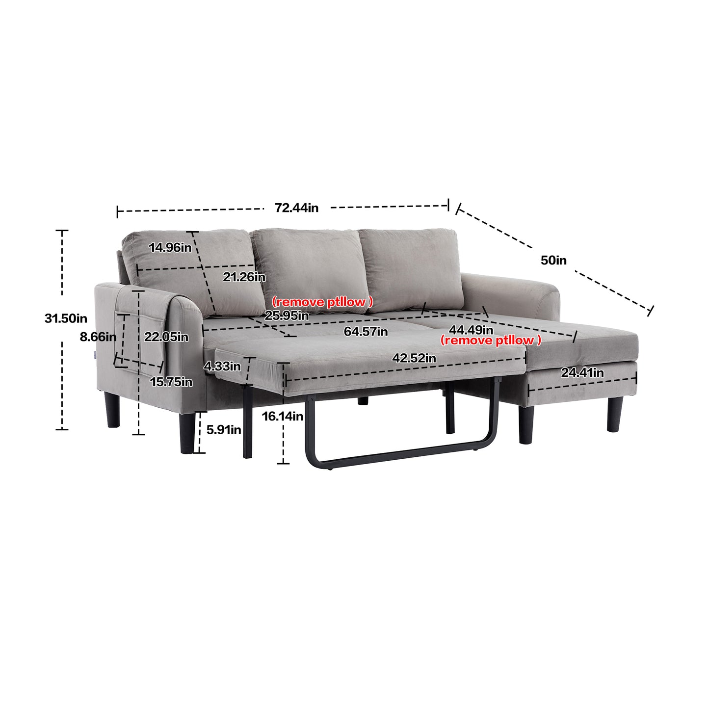 Sectional Sofa Reversible Sectional Sleeper Sectional Sofa with Storage Chaise