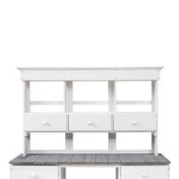 [Video Provided] Garden Potting Bench Table, Rustic and Sleek Design with Multiple Drawers and Shelves for Storage, White and Gray