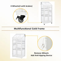 62inch Height Wood Large Greenhouse Balcony Portable Cold Frame with Wheels and Adjustable Shelves for Outdoor Indoor Use, White