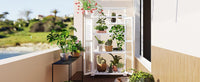62inch Height Wood Large Greenhouse Balcony Portable Cold Frame with Wheels and Adjustable Shelves for Outdoor Indoor Use, White