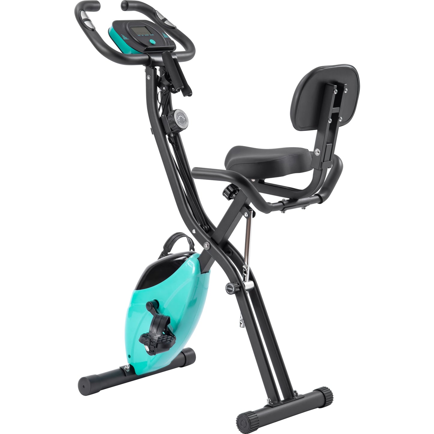 Folding Exercise Bike, Fitness Upright and Recumbent  with 16-Level Adjustable Resistance, Arm Bands and Backrest