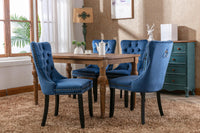 Modern, High-end Tufted Solid Wood Contemporary Velvet Upholstered Dining Chair with Wood Legs Nailhead Trim 2-Pcs Set,Blue