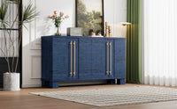 Wood Traditional Style Sideboard with Adjustable Shelves and Gold Handles for Kitchen, Dining Room and Living Room (Antique Navy)