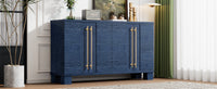 Wood Traditional Style Sideboard with Adjustable Shelves and Gold Handles for Kitchen, Dining Room and Living Room (Antique Navy)