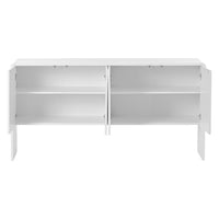 Minimalist Style 60"L Large Storage Space Sideboard with 4 Doors and Rebound Device for Living Room and Entryway (White)