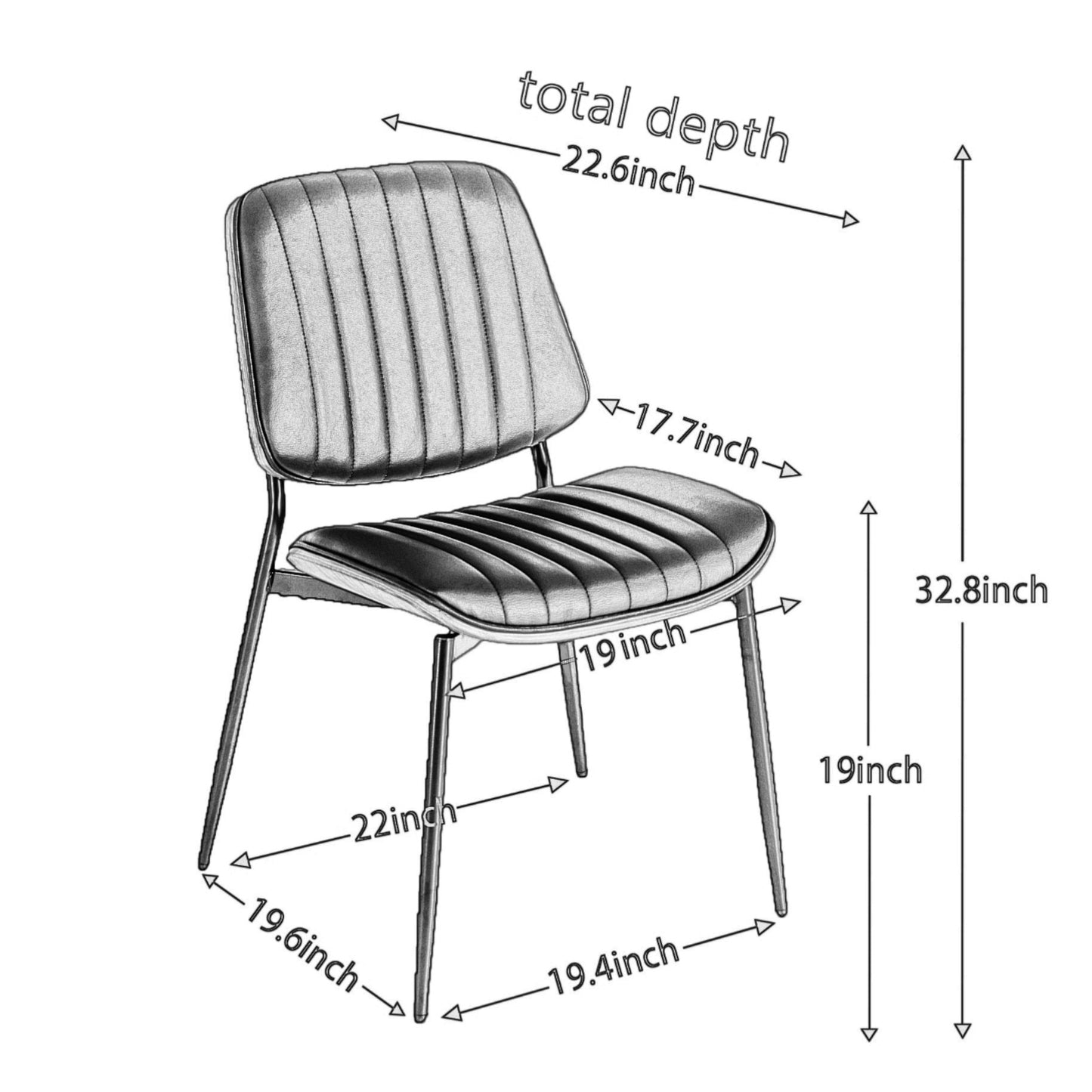 Furniture, Dining Chairs Set of 2 Mid Century Modern Retro Faux Leather Chair with Walnut Bentwood Back Upholstered Seat Metal Legs Adjustable Foot for Kitchen Dining Room Chairs(Beige PU)