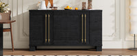 Wood Traditional Style Sideboard with Adjustable Shelves and Gold Handles for Kitchen, Dining Room and Living Room (Black)