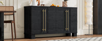 Wood Traditional Style Sideboard with Adjustable Shelves and Gold Handles for Kitchen, Dining Room and Living Room (Black)