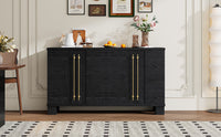 Wood Traditional Style Sideboard with Adjustable Shelves and Gold Handles for Kitchen, Dining Room and Living Room (Black)