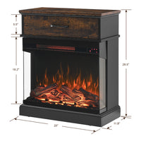 25 inch Stand Side Table with  3-Sided glass Electric Fireplace