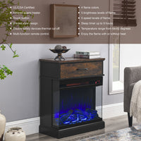 25 inch Stand Side Table with  3-Sided glass Electric Fireplace