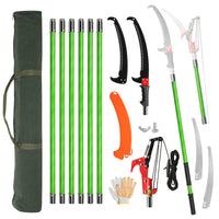 26ft Manual Pole Saw, Lightweight Tree Trimmers Long Handle Pruner Set, Sharp Steel Blade and Scissors Pole Saw for Trimming Palm, Pear Tree, Fir Tree, Other High Trees and Shrubs