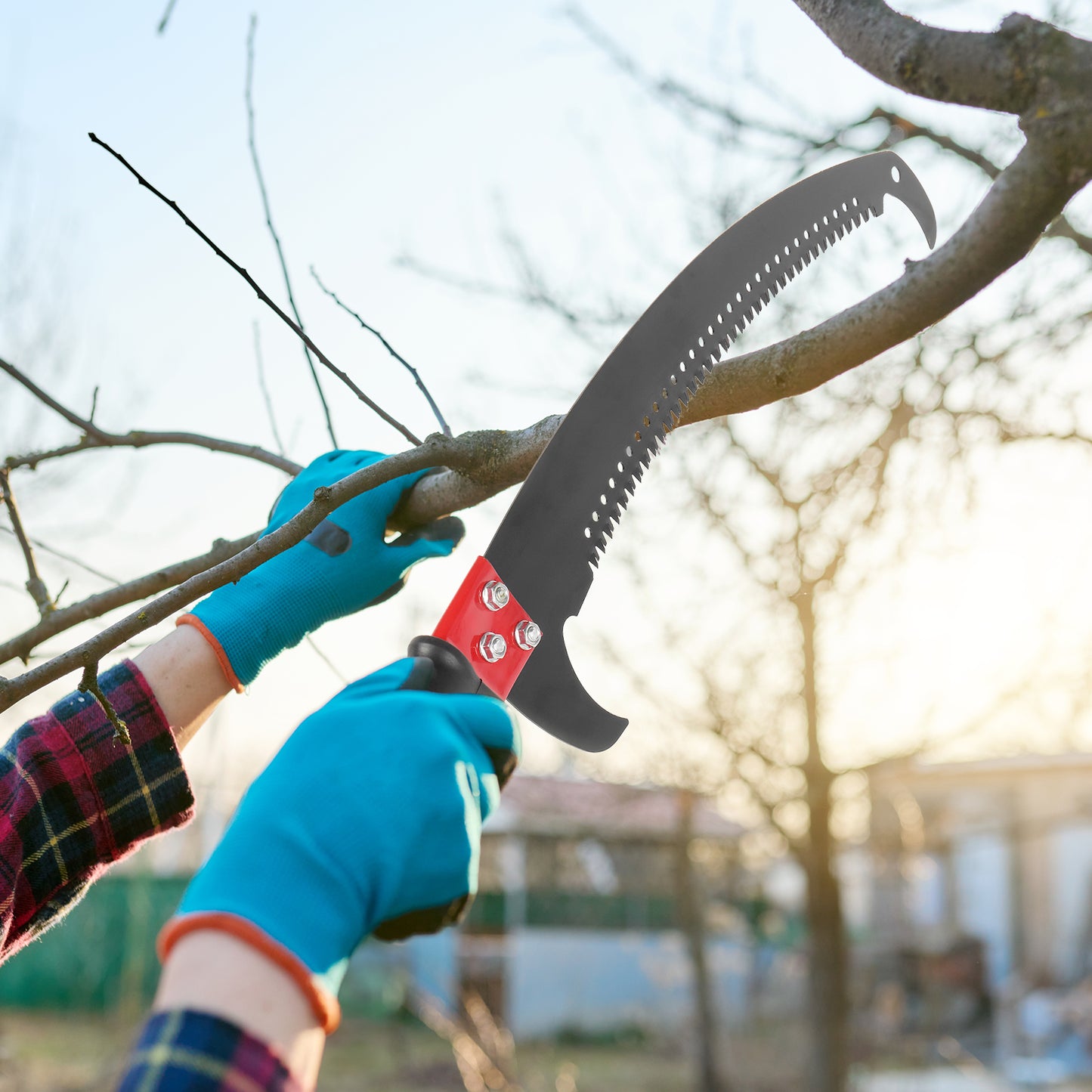 26ft Manual Pole Saw, Lightweight Tree Trimmers Long Handle Pruner Set, Sharp Steel Blade and Scissors Pole Saw for Trimming Palm, Pear Tree, Fir Tree, Other High Trees and Shrubs