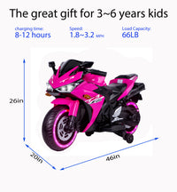 kids motorcycle, 12V motorcycle for kids 3 4 5 6 years Boys Girls  12v7ah kids motorcycle ride on toy with Training  Wheels/manual throttle/ drive by hand /Lightting  wheels