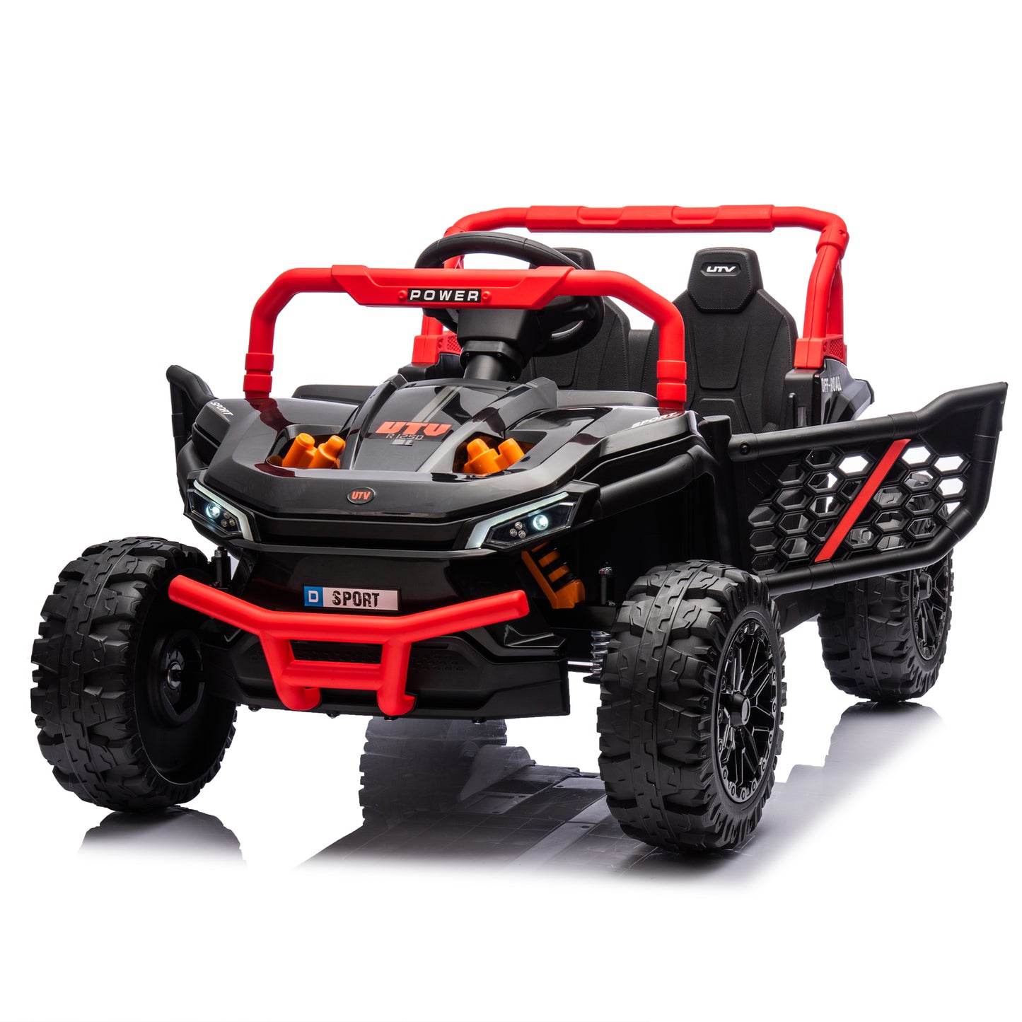 24V Kids Ride On UTV,Electric Toy For Kids w/Parents Remote Control,Four Wheel suspension,Low Start,Adjustable speed,Multimedia player,Early Education,Bluetooth,Rear storage space for kids aged 3+.