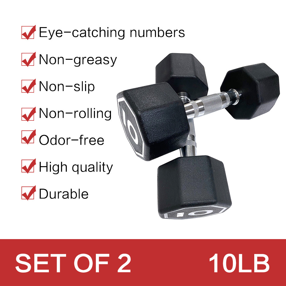 APOLLO IR3920 Premium Octagonal Dumbbell, Large Numbers, Hard Chrome Plated Handle Dumbbells to Assist with Push-Ups, 10 lbs set of 2