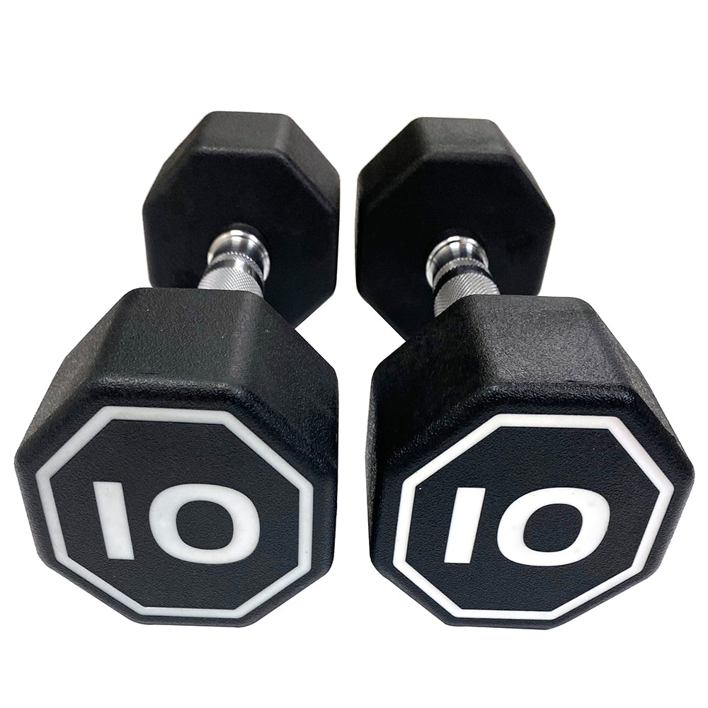 APOLLO IR3920 Premium Octagonal Dumbbell, Large Numbers, Hard Chrome Plated Handle Dumbbells to Assist with Push-Ups, 10 lbs set of 2