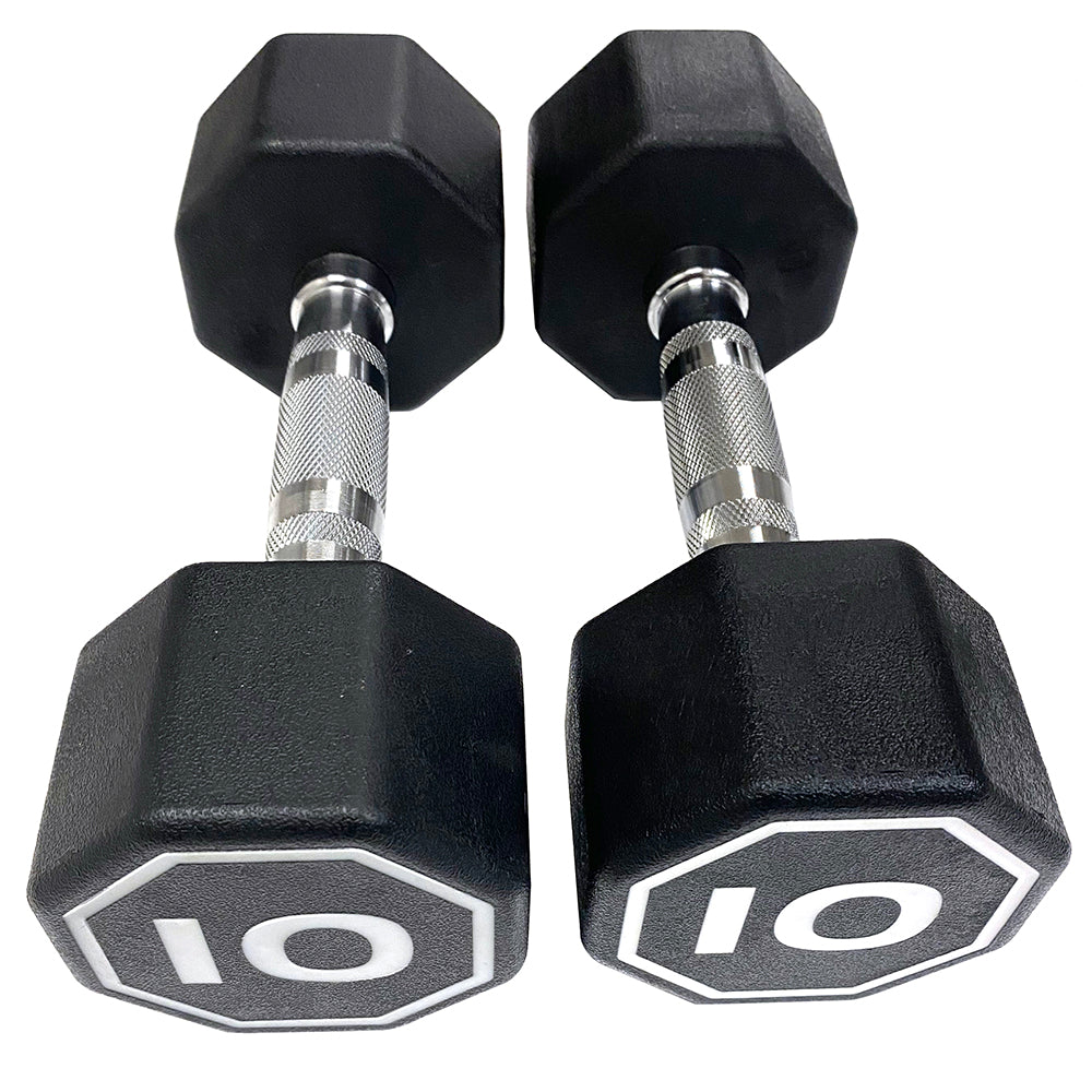 APOLLO IR3920 Premium Octagonal Dumbbell, Large Numbers, Hard Chrome Plated Handle Dumbbells to Assist with Push-Ups, 10 lbs set of 2