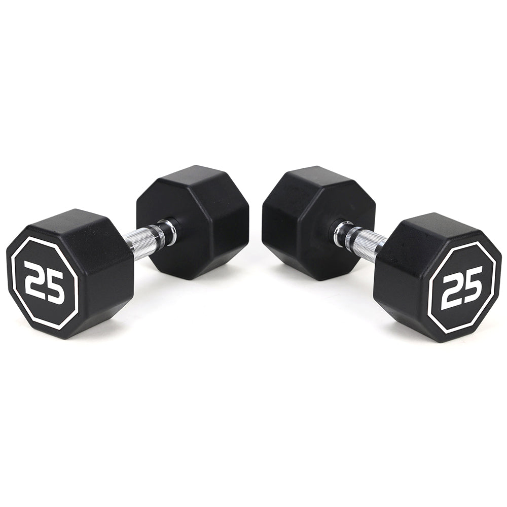 APOLLO IR3920 Premium Octagonal Dumbbells, Large Numbers, Hard Chrome Plated Handle Dumbbells to Assist with Push-Ups, 25 lbs set of 2