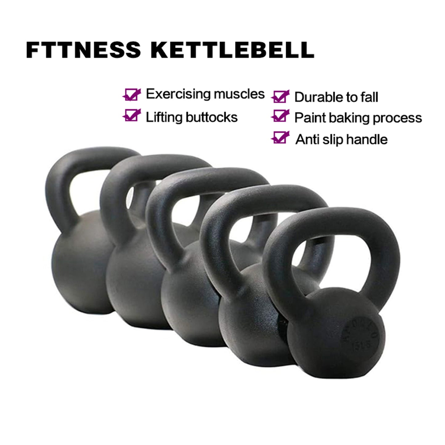 5LBS Solid Cast Iron Kettlebells  Ideal for Strength Training, Building Muscles