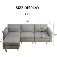 Cpintltr L Shaped Modular Sectional Sofa Set with Storage Modern 4-Seats Convertible Sofa Couch with Reversible Chaise Velvet Sleeper Sofa Bed for Living Room