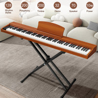 【Do Not Sell on Amazon】GPP-107 88 Key Full Size Semi-Weighted Standard Keyboards Wooden Digital Piano with Stand,MIDI Bluetooth,Triple Pedals,Headphone and other accessories, Walnut color