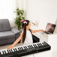 【Do Not Sell on Amazon】GEP-204 61Key Folding Piano Semi-Weighted Standard Keyboards Digital Piano with Bluetooth, Handbag，for Piano Lover Black color