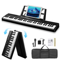 【Do Not Sell on Amazon】GEP-204 61Key Folding Piano Semi-Weighted Standard Keyboards Digital Piano with Bluetooth, Handbag，for Piano Lover Black color