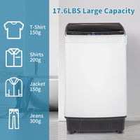 Full-Automatic Washing Machine Top Load Portable Compact Laundry Washer Spin with Drain Pump,10 programs 8 Water Level Selections with LED Display 17.6 Lbs Capacity, black