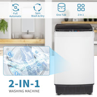 Full-Automatic Washing Machine Top Load Portable Compact Laundry Washer Spin with Drain Pump,10 programs 8 Water Level Selections with LED Display 17.6 Lbs Capacity, black