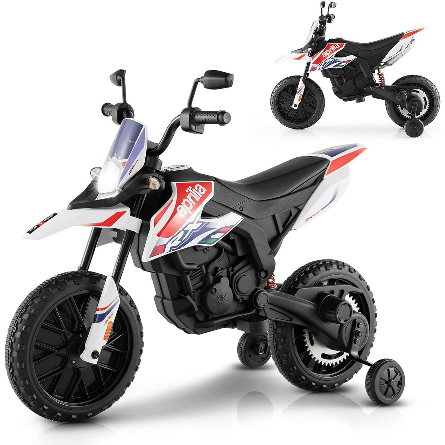 HNH 12V Electric Kid Dirt Bike for Boys, Battery Powered Motorcycle for Kids, Off Road Motorbike Toy 4Mph-White(Not shipped on weekends) (Banned from temu, Walmart)