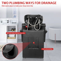 PVC leather plywood rear seat ceramic black basin acrylic backrest rivet style armrest hair washing chair black