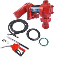 Red Nozzle Large Bore 12V 15 GPM 13A Fuel Transfer Pump with Discharge Hose