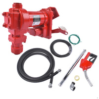 Red Nozzle Large Bore 12V 15 GPM 13A Fuel Transfer Pump with Discharge Hose