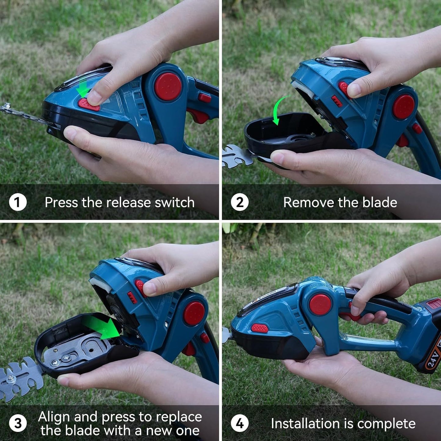 Hedge Trimmer Cordless, 2 in 1 21V Handheld Electric Weed Shears and Bush Trimmer, with 2 Rechargeable Batteries 1 Charger