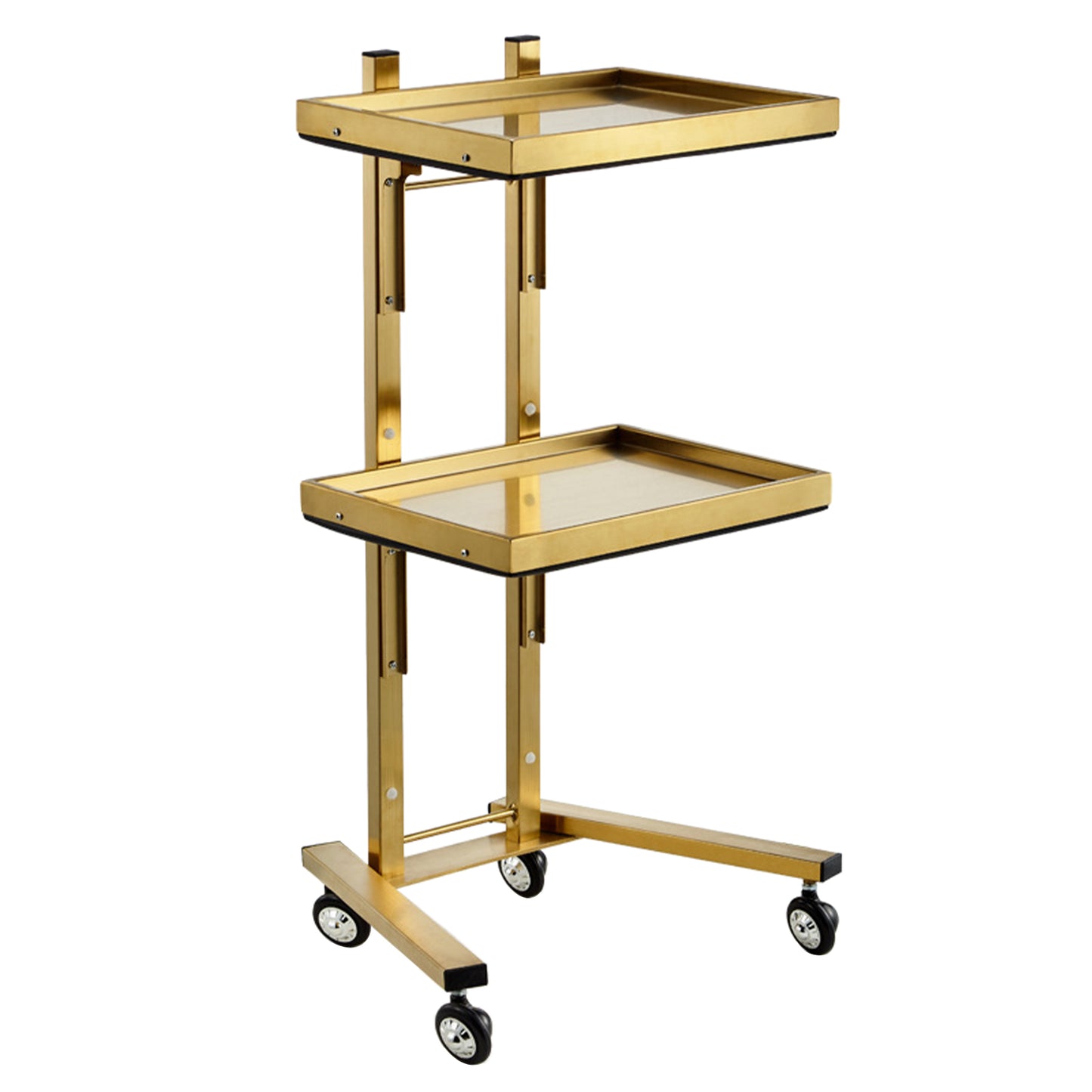 Gold 2 Tier Beauty Salon SPA Rolling Cart w/Double Storage Tray Stainless Steel