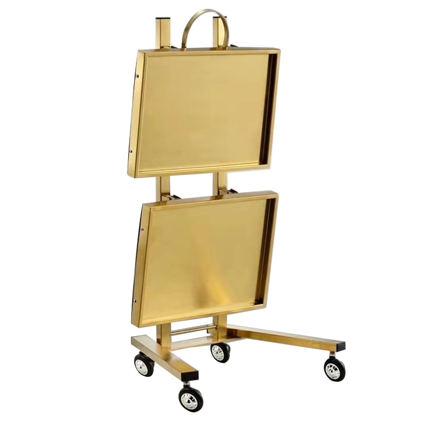 Gold 2 Tier Beauty Salon SPA Rolling Cart w/Double Storage Tray Stainless Steel