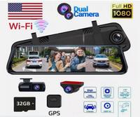 1080P HD Rearview Mirror Car DVR Dual Dash Cam Camera Front Rear Video Recorder