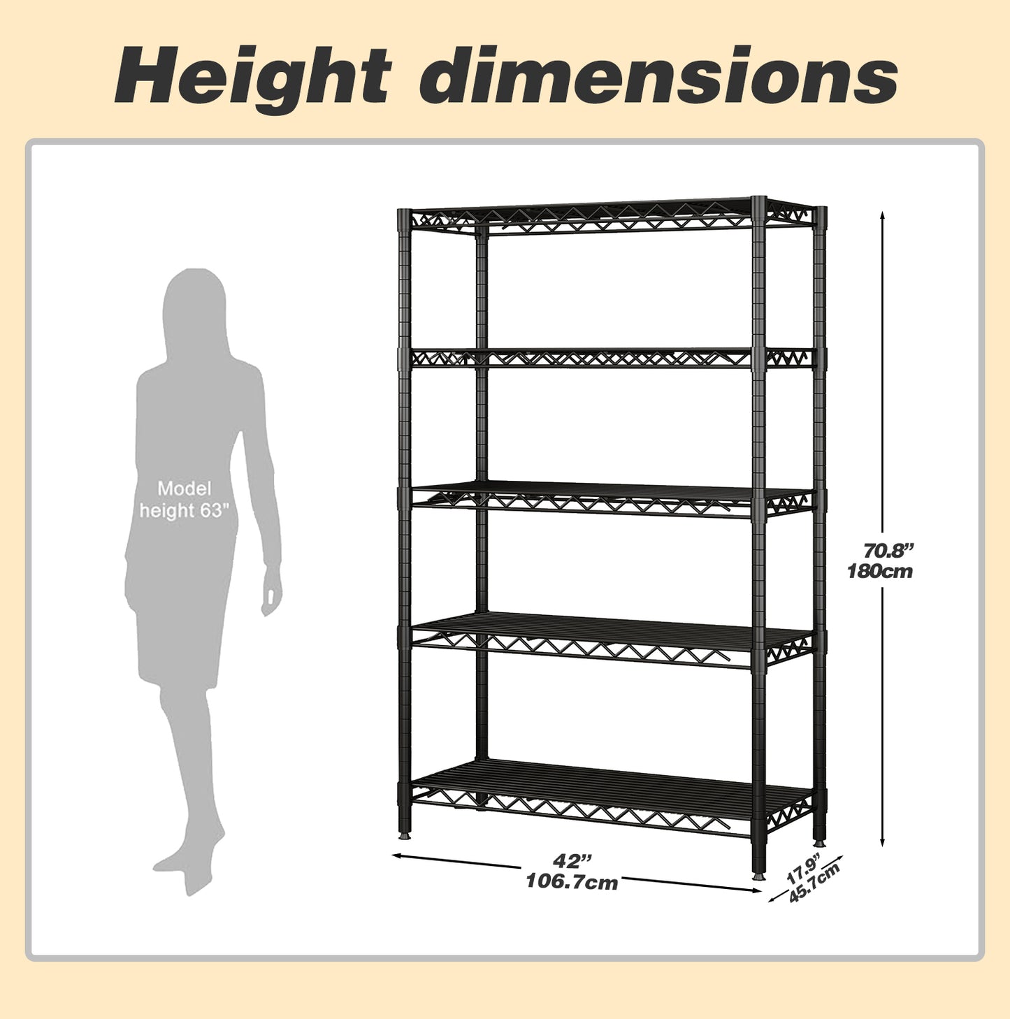 Wire Shelving Metal Storage Rack Adjustable Shelves, Standing Storage Shelf Units for Laundry Bathroom Kitchen Pantry Closet(White, 42L x 18W x 71H)