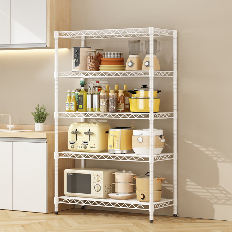 Wire Shelving Metal Storage Rack Adjustable Shelves, Standing Storage Shelf Units for Laundry Bathroom Kitchen Pantry Closet(White, 42L x 18W x 71H)