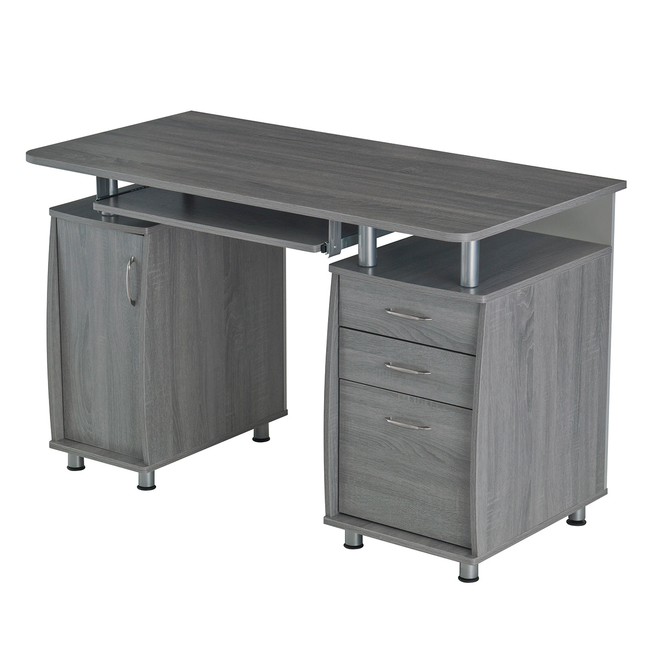 Complete Workstation Computer Desk with Storage, Grey