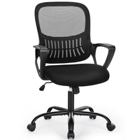 Ergonomic Office Chair Home Desk Mesh Chair with Fixed Armrest Executive Computer Chair with Soft Foam Seat Cushion