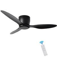 42" Flush Mount Ceiling Fan without  light,  3 Reversible Blades, with 6 Speeds Reversible DC Motor,Low Profile  Ceiling Fan with no light for Living Room Kitchen Bedroom