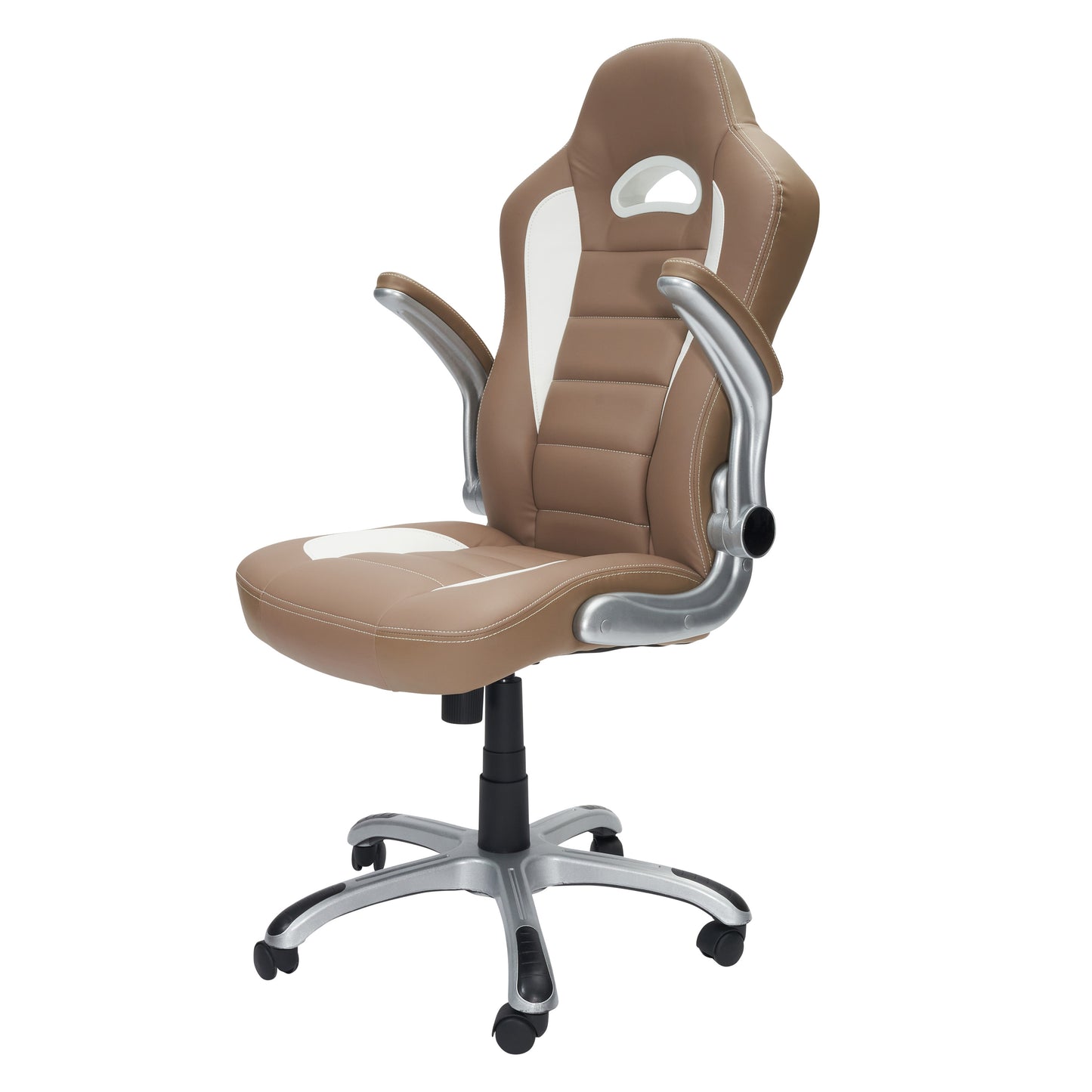 High Back Executive Sport Race Office Chair with Flip-Up Arms, Camel