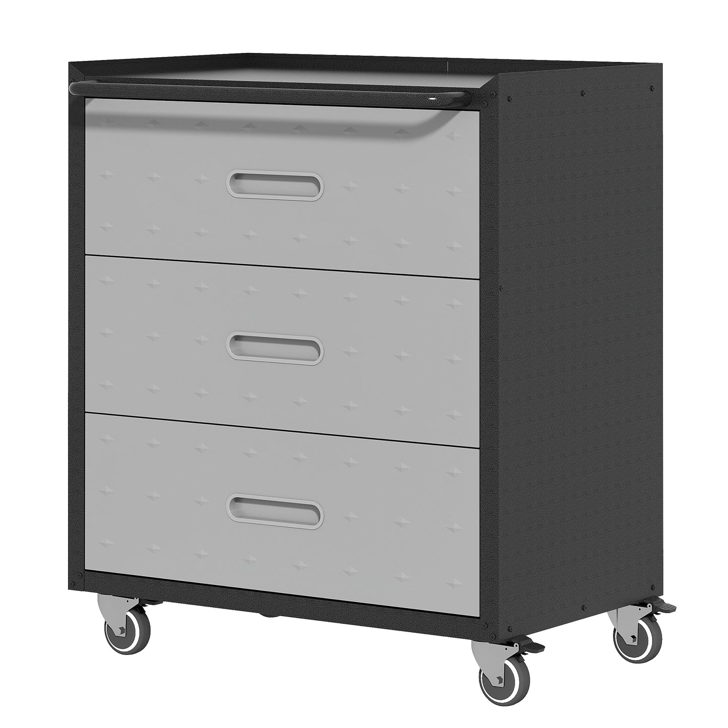 Heavy-Duty Metal Storage Cabinet with Wheels - 3 Drawer Tool Cabinet for Garage, Office, and Home Organizer Solutions, Black/Gray