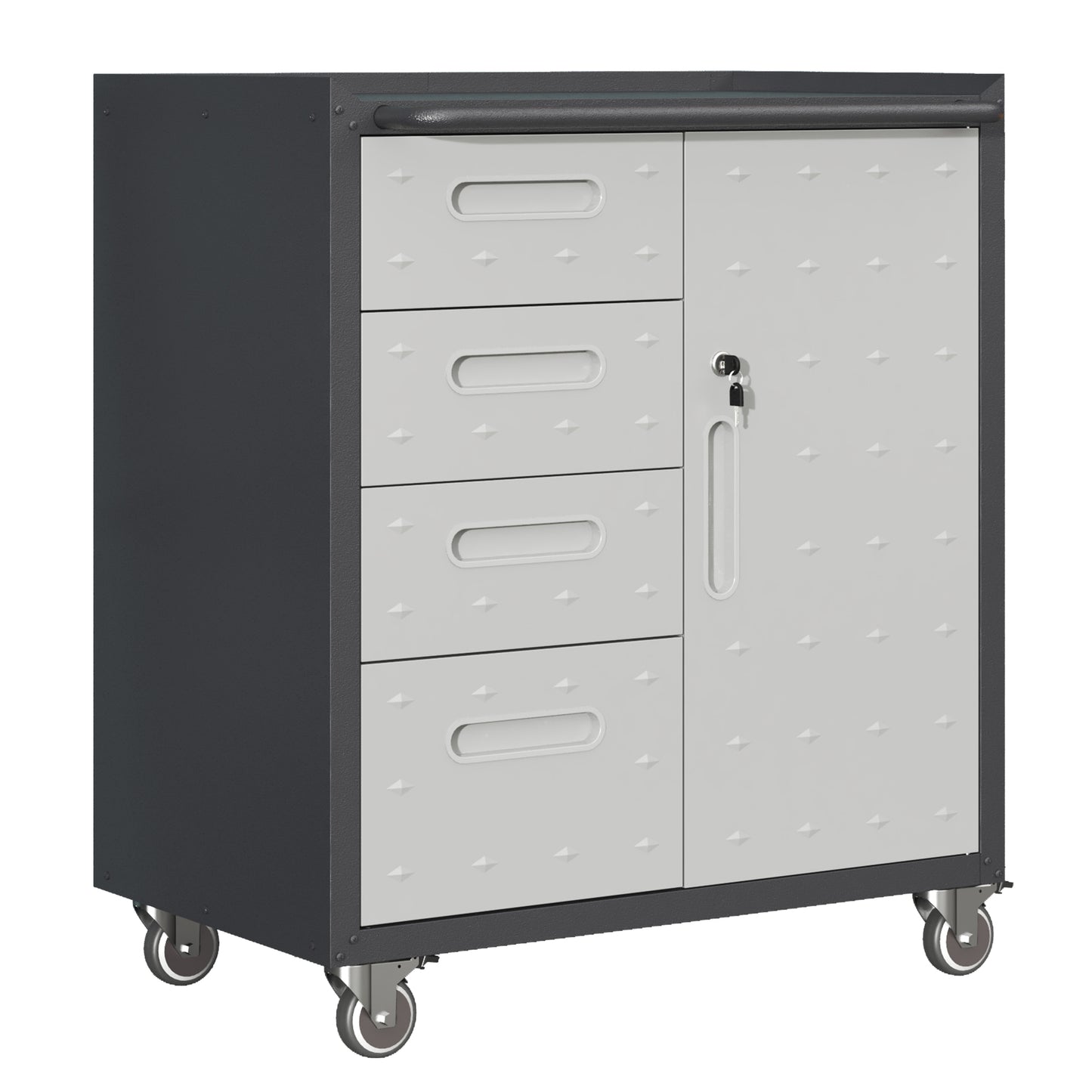 Sturdy Metal Tool Storage Cabinet with Wheels - Tool Storage Cabinet for Garage, Office, and Home Organizer Solutions, Black/Gray