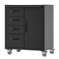 Sturdy Metal Tool Storage Cabinet with Wheels - Tool Storage Cabinet for Garage, Office, and Home Organizer Solutions, Black/Gray