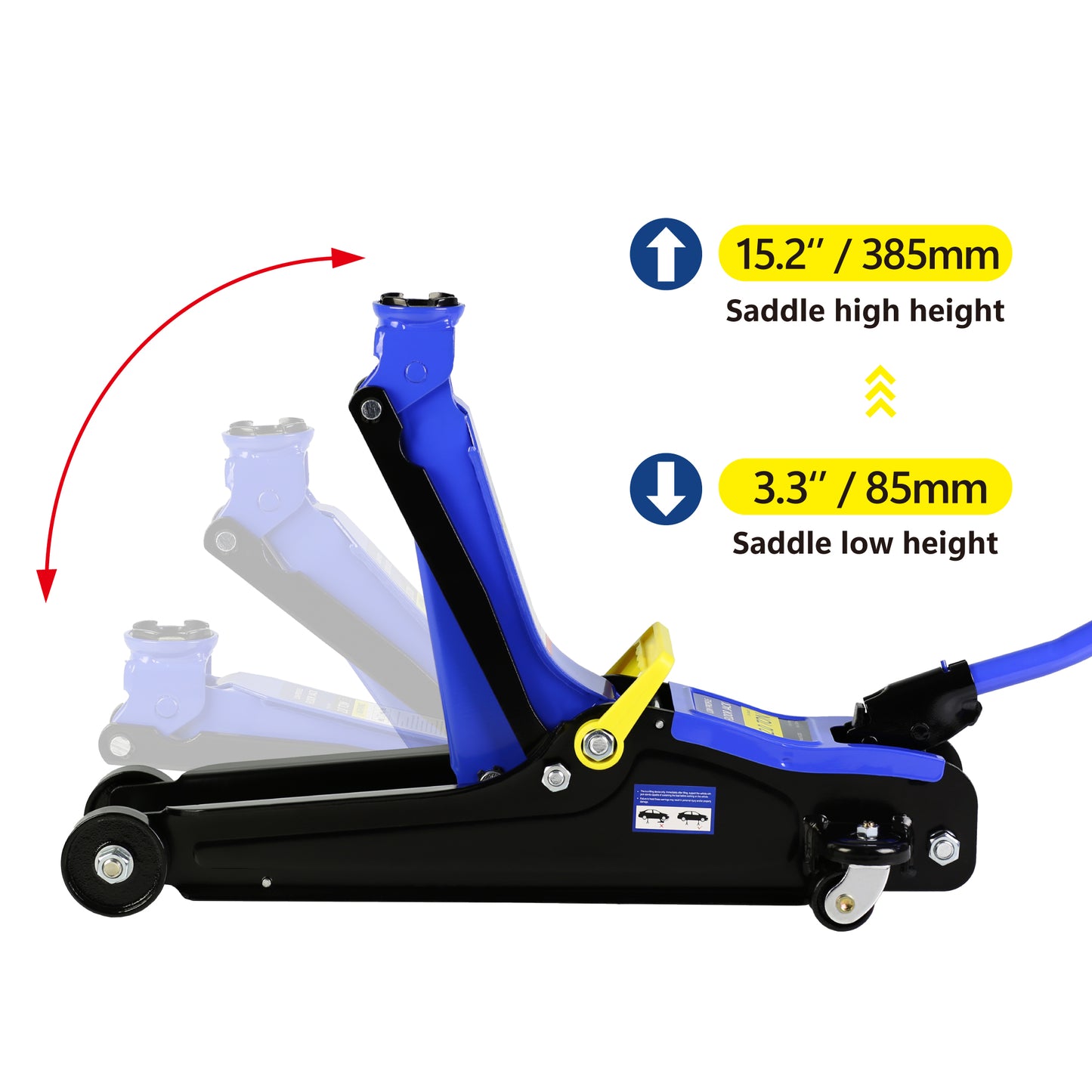 Floor Jack, 2 Ton Low Profile Floor Jack, Heav yDuty Steel Racing Floor Jack with Single Piston QuickLift Pump, Floor Jack Lifting Range 3.3"-15.2"