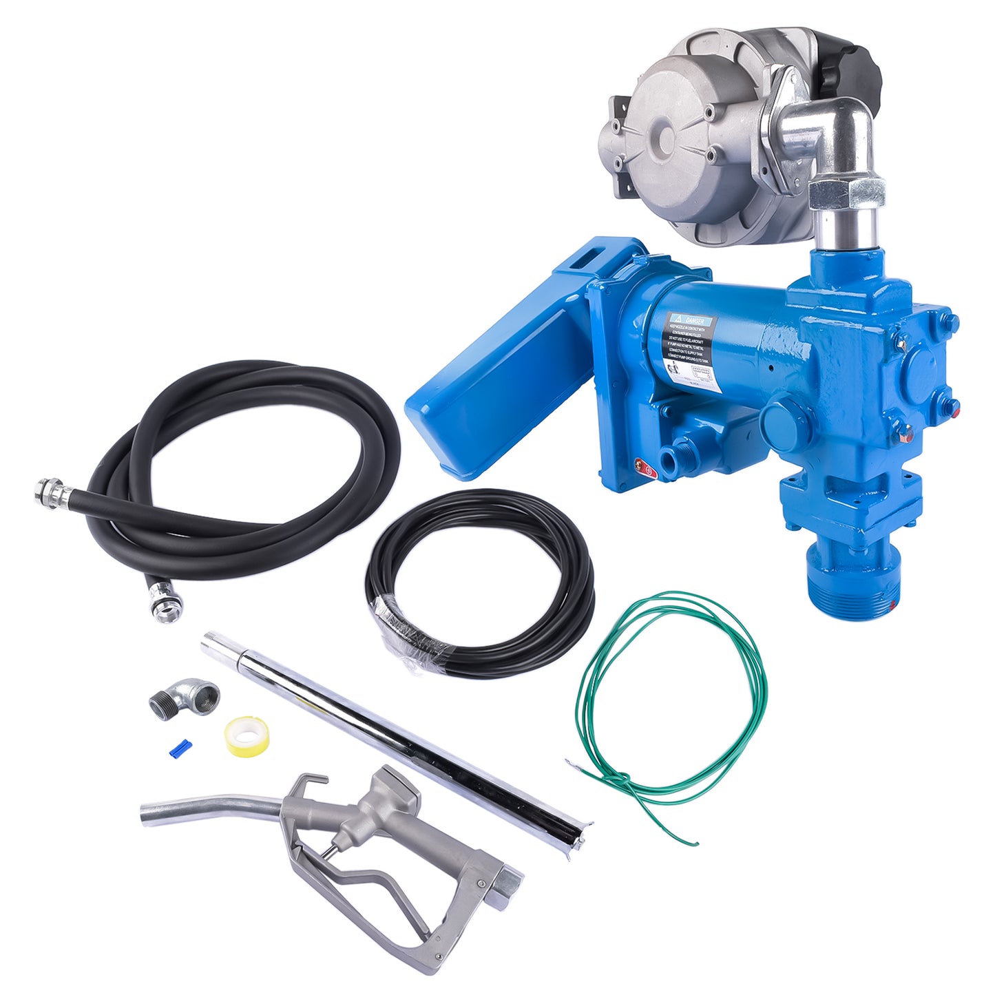 12V 20GPM Portable Fuel Transfer Pump Gasoline + Oil Meter for Gas Diesel Blue